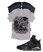 Jordan 6 Cap and Gown Me Matching T-Shirt – Black & Light Grey Sneaker Match Tee – Jordan 6 Outfit Shirt – Unisex Streetwear