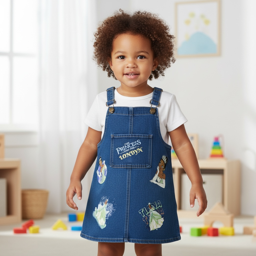 Princess and the Frog Denim Coveralls Dress – Personalized with Your Child’s Name