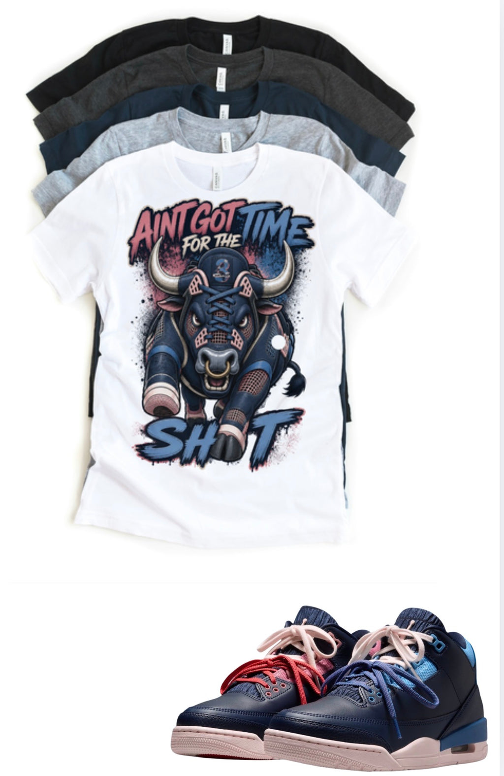 Sports Renaissance OG Jordan 3 Ain’t Got time matching T-shirt sneaker head match tee