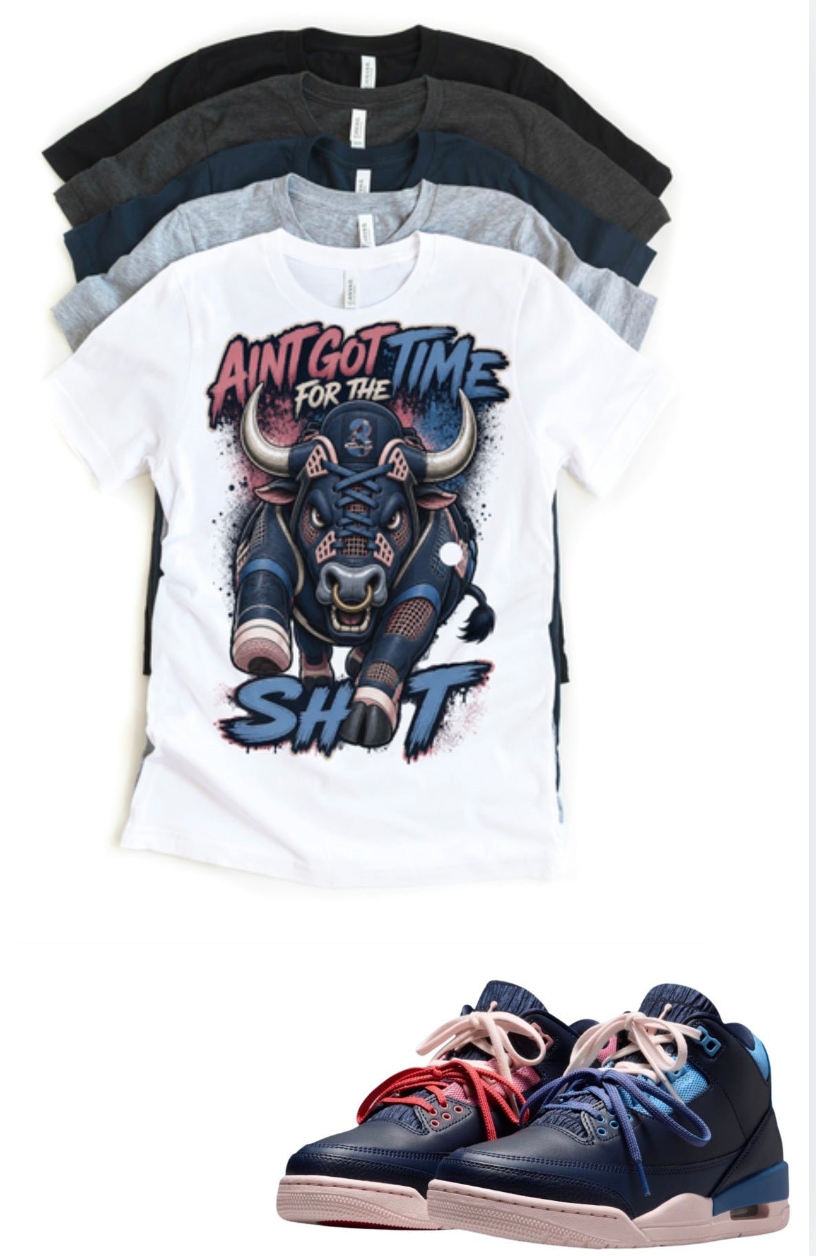 Sports Renaissance OG Jordan 3 Ain’t Got time matching T-shirt sneaker head match tee