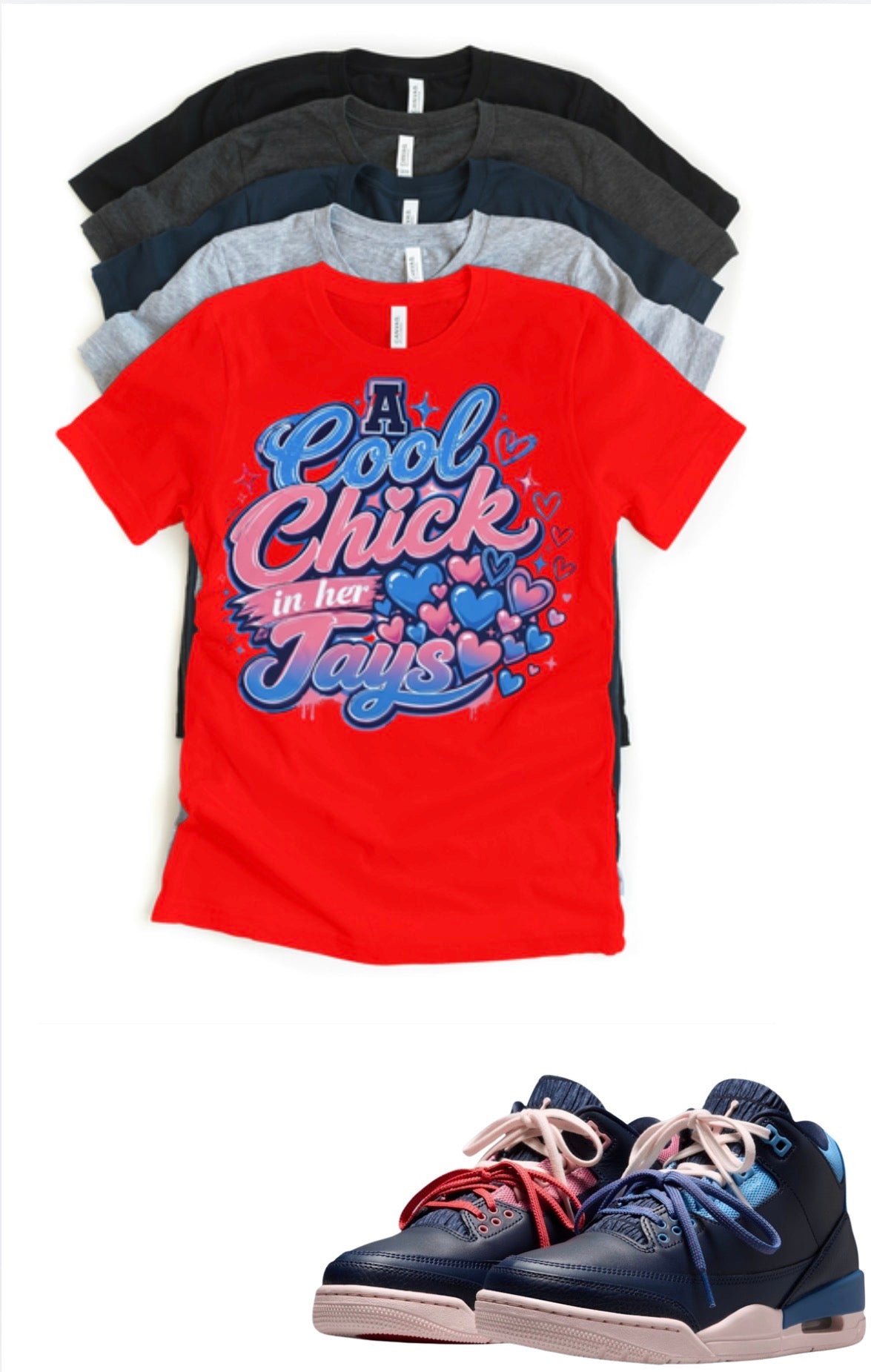 Sports Renaissance OG Jordan 3 Cool chick matching T-shirt sneaker head match tee