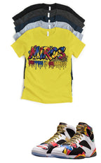 Jordan 7 Miro Drip matching T-shirt sneaker head tee