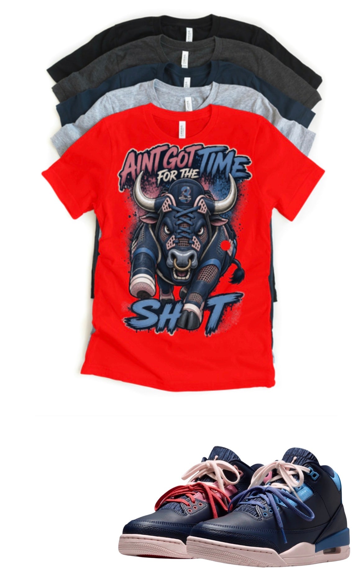 Sports Renaissance OG Jordan 3 Ain’t Got time matching T-shirt sneaker head match tee