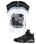 Jordan 6 Cap and Gown Me Matching T-Shirt – Black & Light Grey Sneaker Match Tee – Jordan 6 Outfit Shirt – Unisex Streetwear