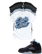 Custom Printed Shirt To Match Jordan 5 Black Carolina Cash Over Clout Sneaker Tee