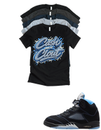 Custom Printed Shirt To Match Jordan 5 Black Carolina Cash Over Clout Sneaker Tee