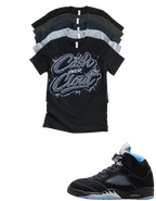 Custom Printed Shirt To Match Jordan 5 Black Carolina Cash Over Clout Sneaker Tee