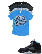 Custom Printed Shirt To Match Jordan 5 Black Carolina Cash Over Clout Sneaker Tee