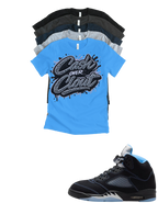 Custom Printed Shirt To Match Jordan 5 Black Carolina Cash Over Clout Sneaker Tee