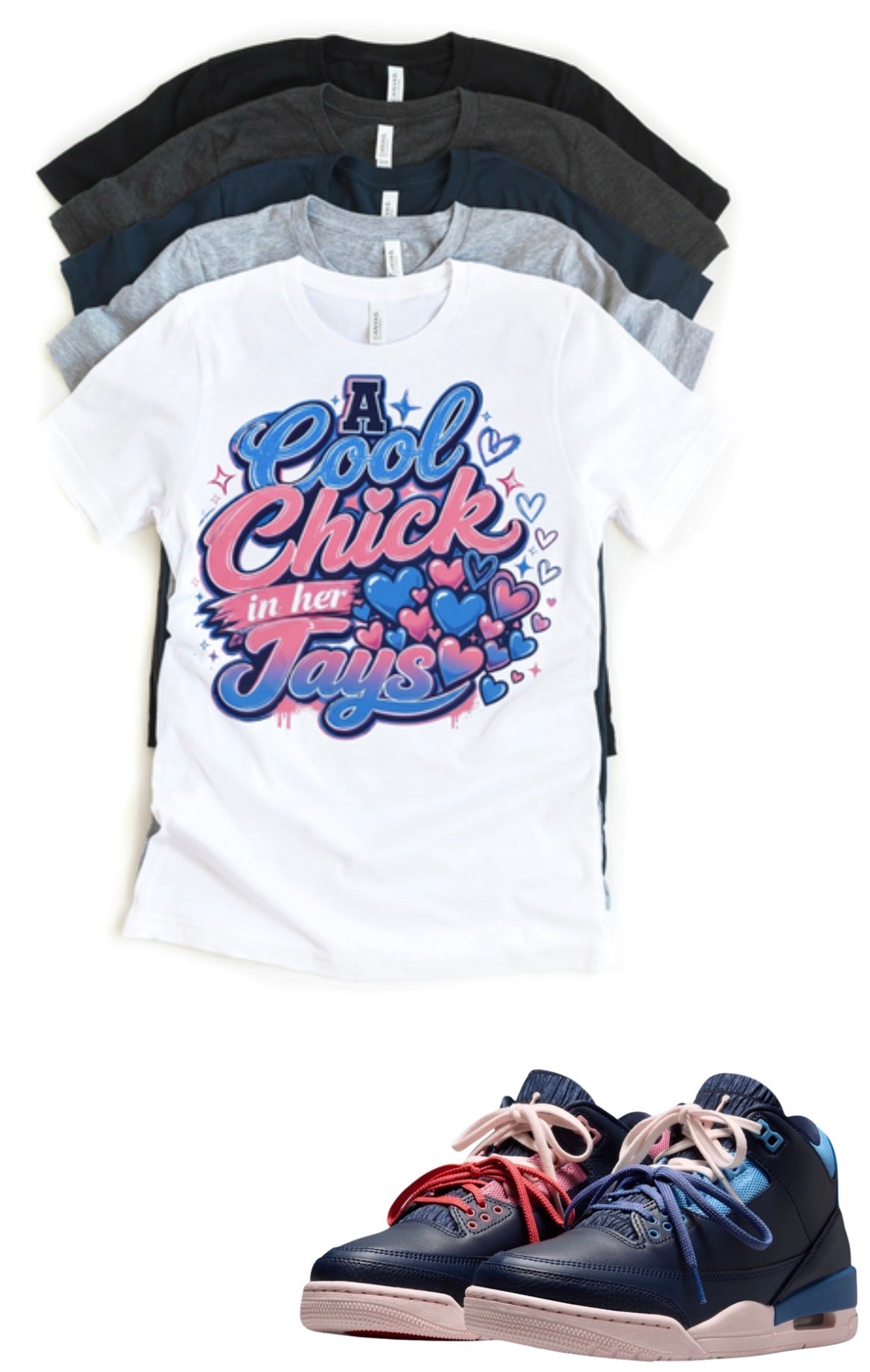 Sports Renaissance OG Jordan 3 Cool chick matching T-shirt sneaker head match tee