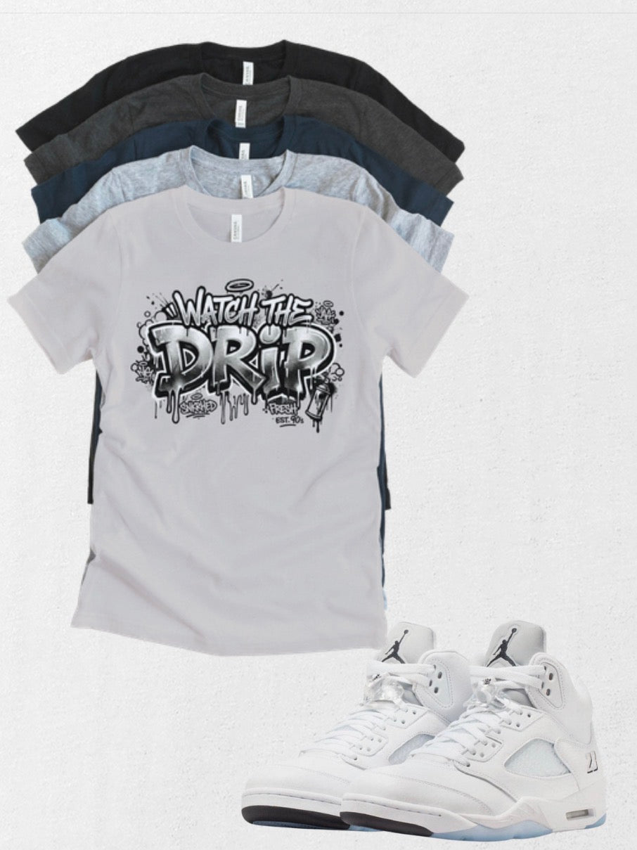 Retro 5 Watch the Drip T-Shirt – Streetwear Graphic Tee | Urban Fashion Statement