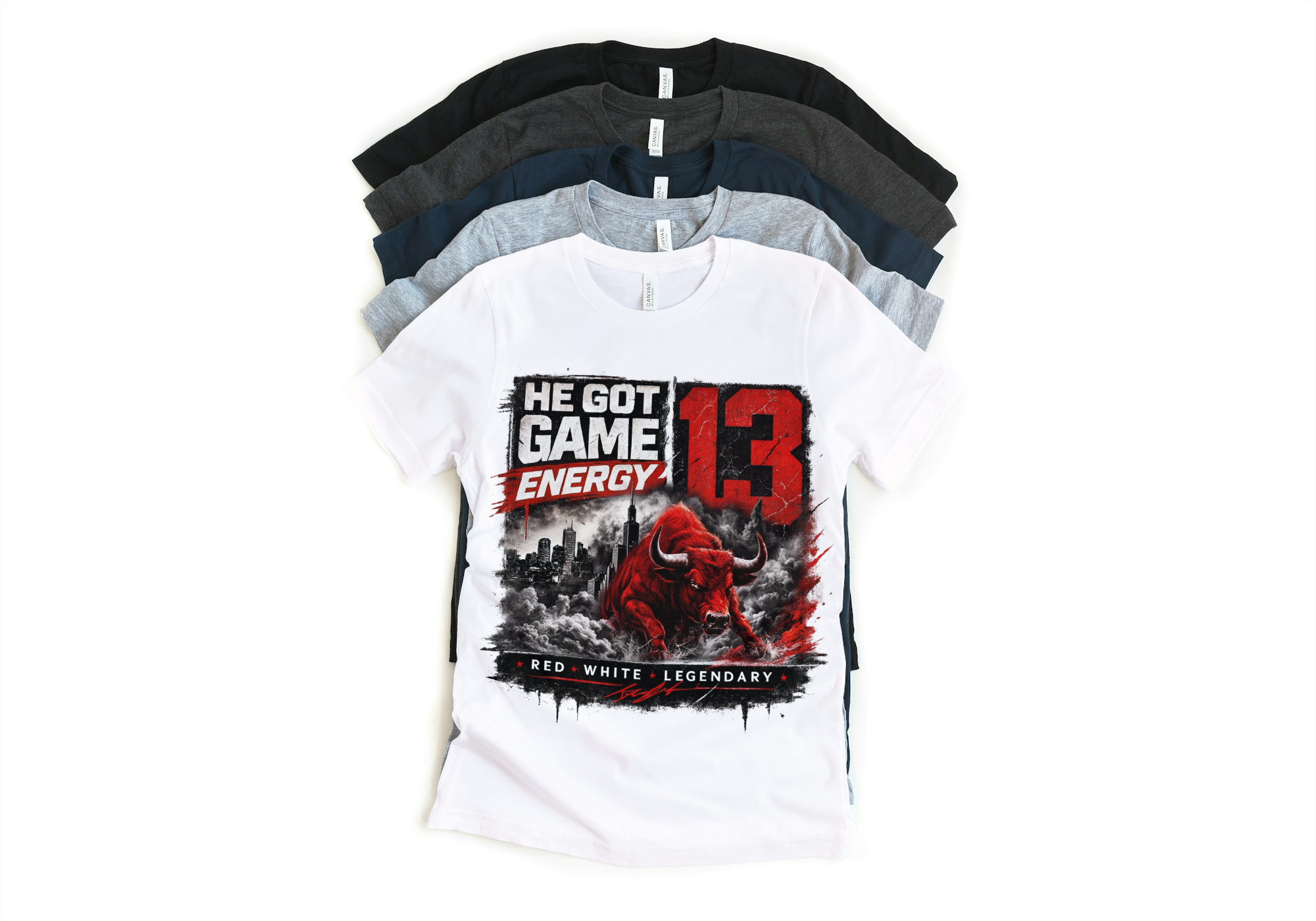 Jordan 13 Chicago Matching T-Shirt – Custom Sneaker Match Tee – Red White 13 Outfit Shirt – Unisex Streetwear