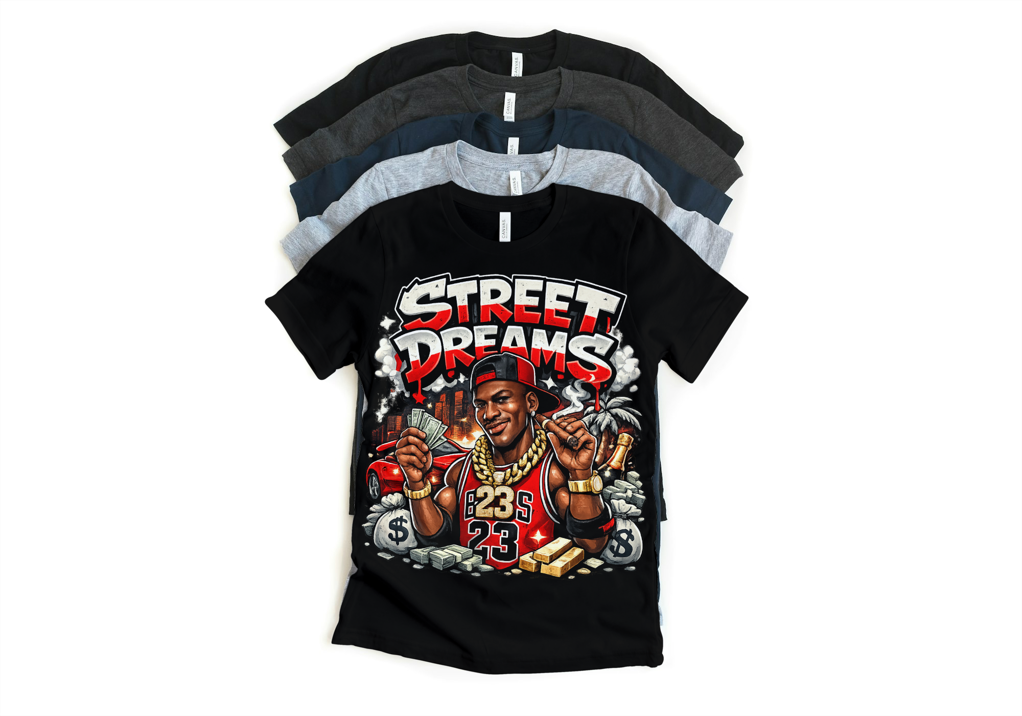 Street Dreams Jordan 13 Chicago Matching T-Shirt – Custom Sneaker Match Tee – Red White 13 Outfit Shirt – Unisex Streetwear (Copy)