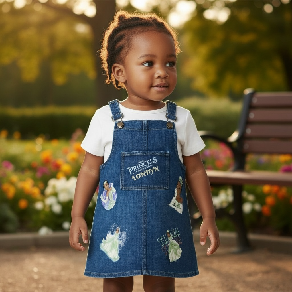 Princess and the Frog Denim Coveralls Dress – Personalized with Your Child’s Name