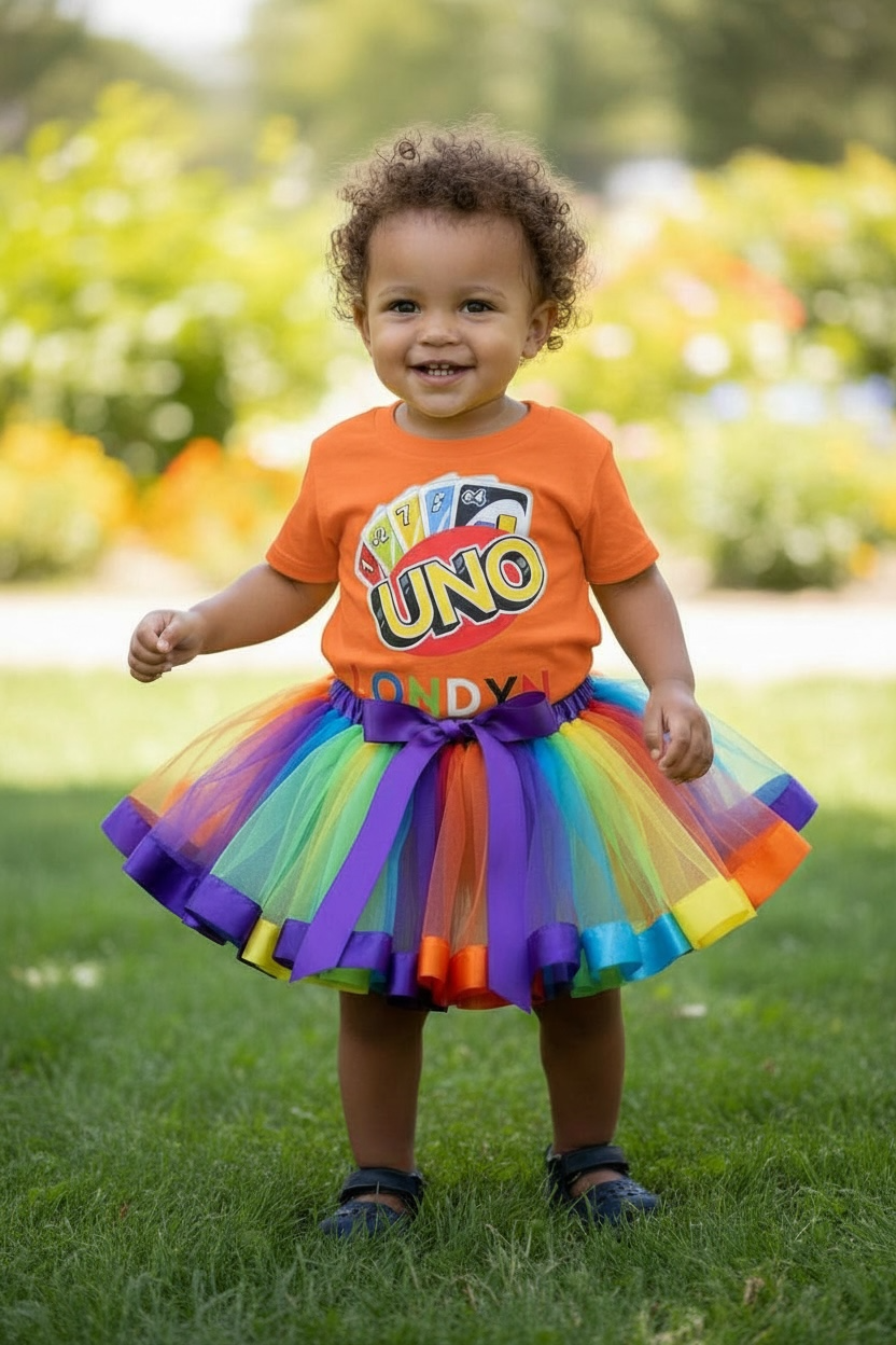 UNO Toddler Tutu Outfit Set – Birthday, Easter, Memorial Day & Game Party Outfit