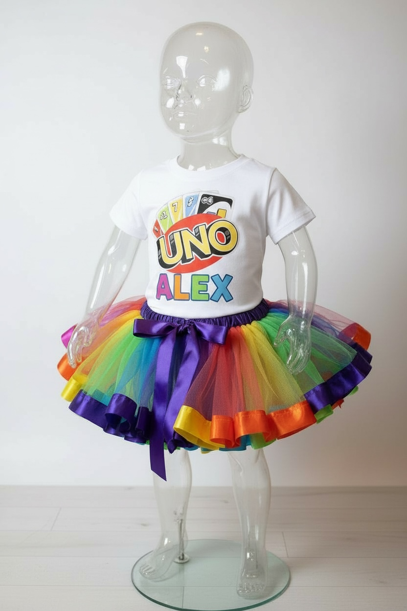 UNO Toddler Tutu Outfit Set – Birthday, Easter, Memorial Day & Game Party Outfit