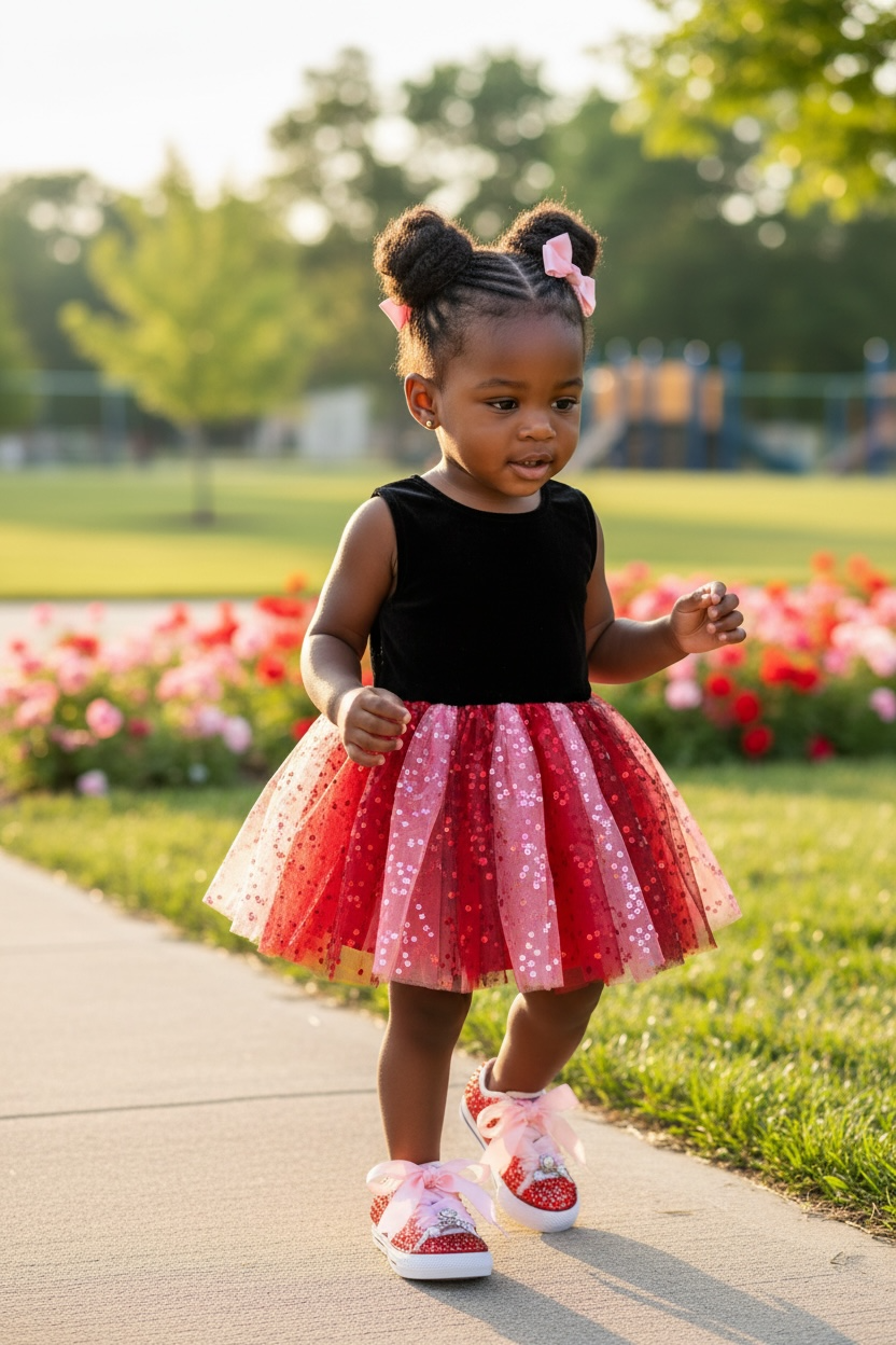 Toddler Bedazzled Converse Sneakers with Red & Pink Rhinestones | Custom Sparkle Shoes