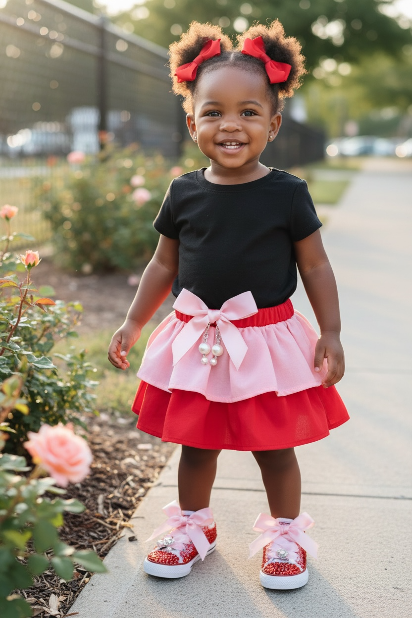 Toddler Bedazzled Converse Sneakers with Red & Pink Rhinestones | Custom Sparkle Shoes