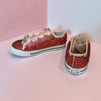 Toddler Bedazzled Converse Sneakers with Red & Pink Rhinestones | Custom Sparkle Shoes