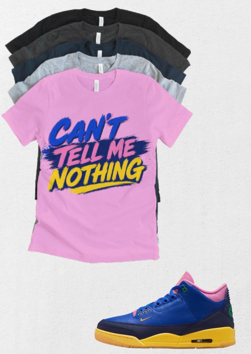 Brazil Retro OG Jordan 3 Can't Tell Me Nothing matching T-shirt Brand New sneaker head match tee