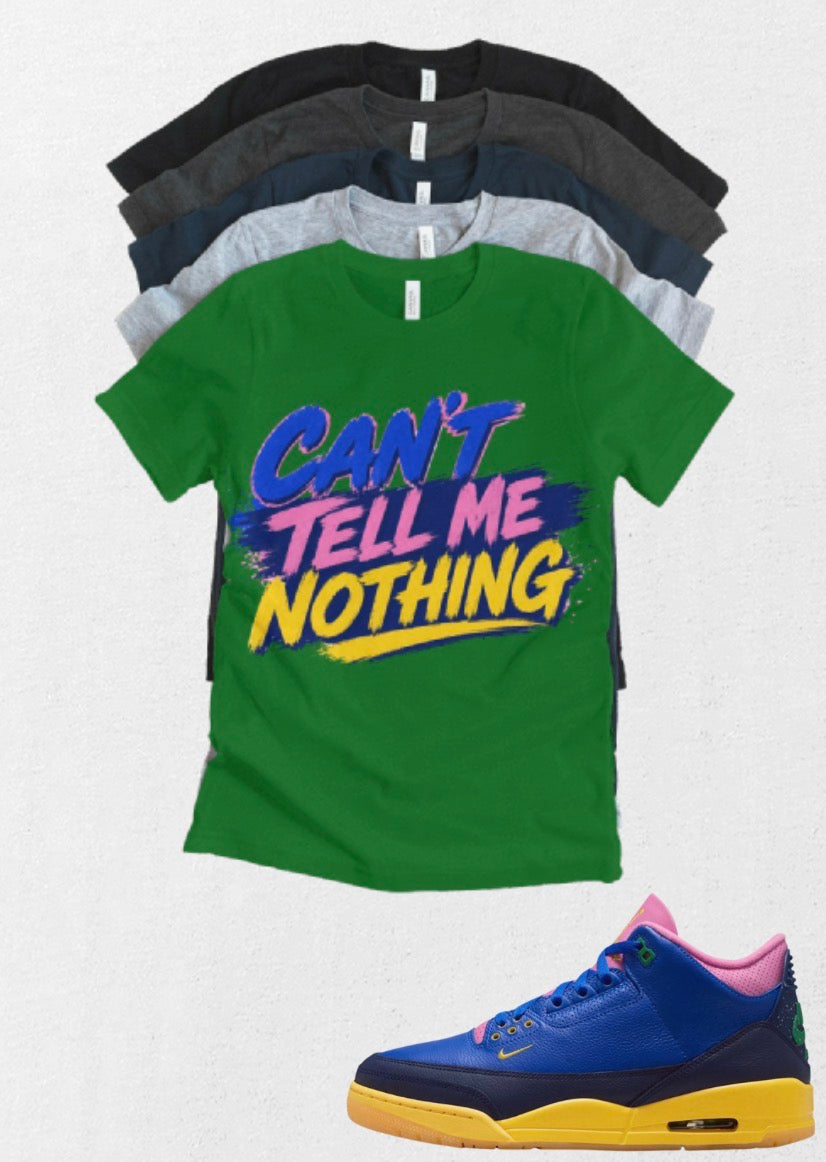Brazil Retro OG Jordan 3 Can't Tell Me Nothing matching T-shirt Brand New sneaker head match tee