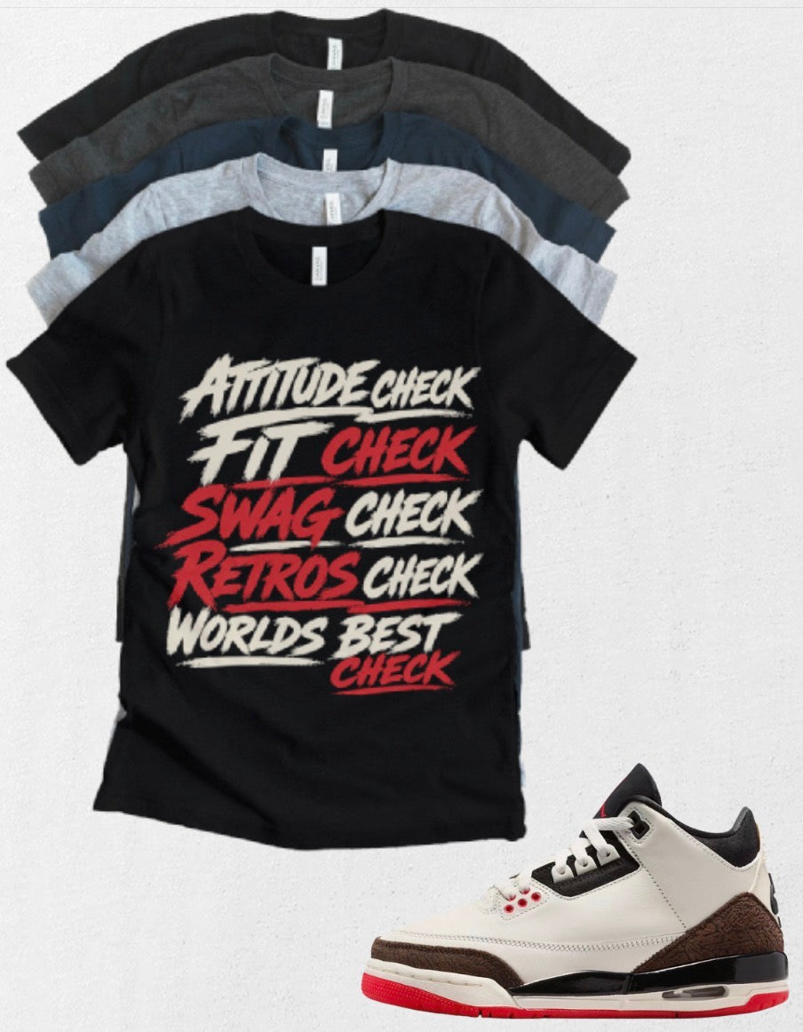 Worlds Best Dad Fit Check Retro OG Jordan 3 matching T-shirt Brand New sneaker match tee