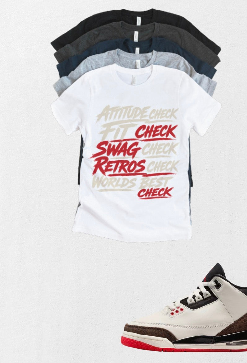 Worlds Best Dad Fit Check Retro OG Jordan 3 matching T-shirt Brand New sneaker match tee