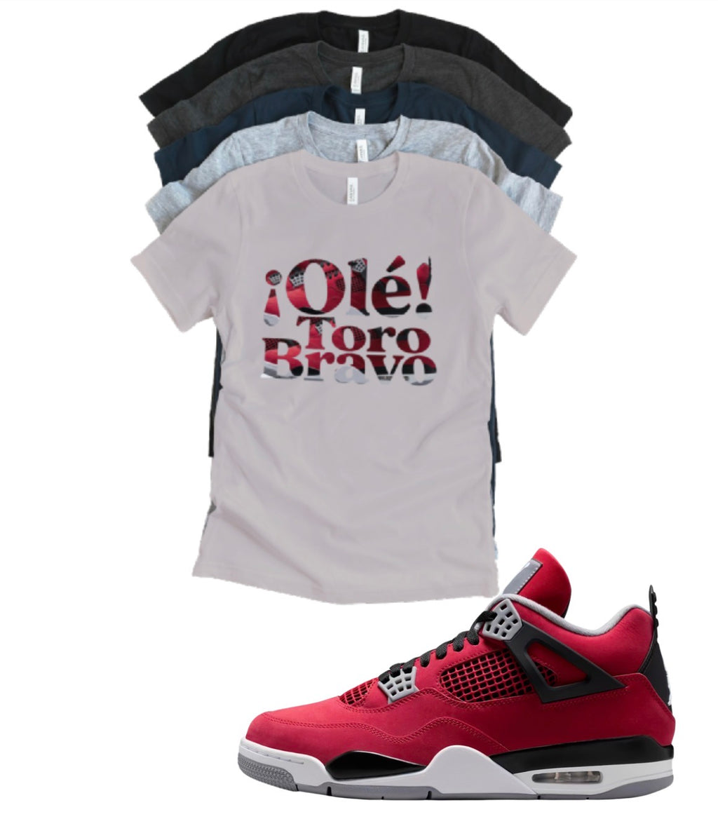 Jordan 4 Toro Bravo OLE!  matching T-shirt sneaker head tee