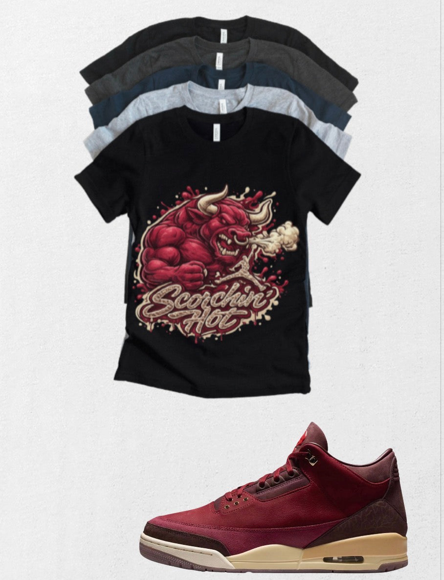 Jordan 3 BIN 23 Scorching Hot Bull matching T-shirt sneaker head tee