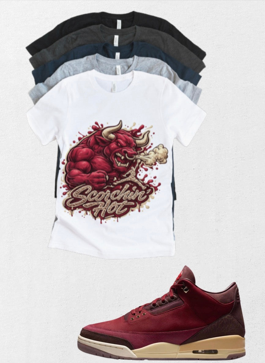 Jordan 3 BIN 23 Scorching Hot Bull matching T-shirt sneaker head tee