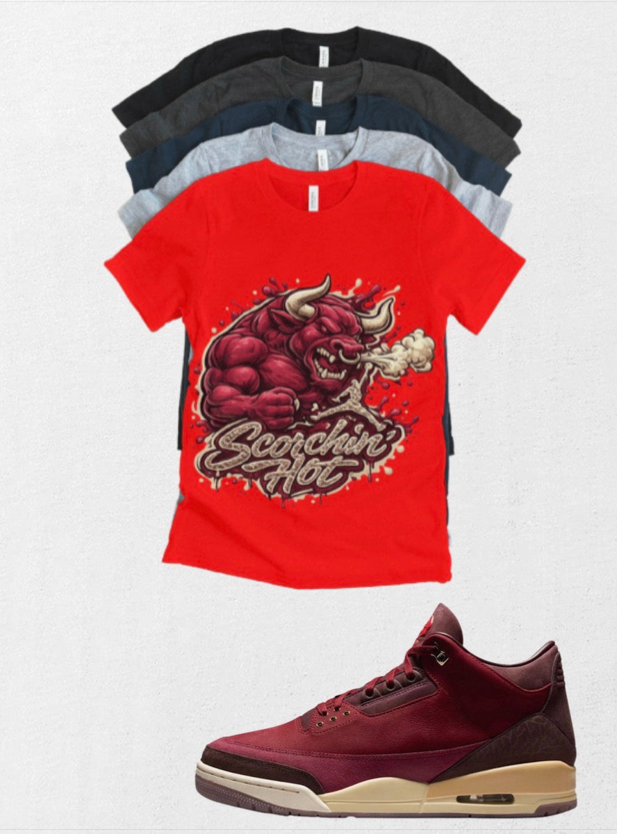 Jordan 3 BIN 23 Scorching Hot Bull matching T-shirt sneaker head tee