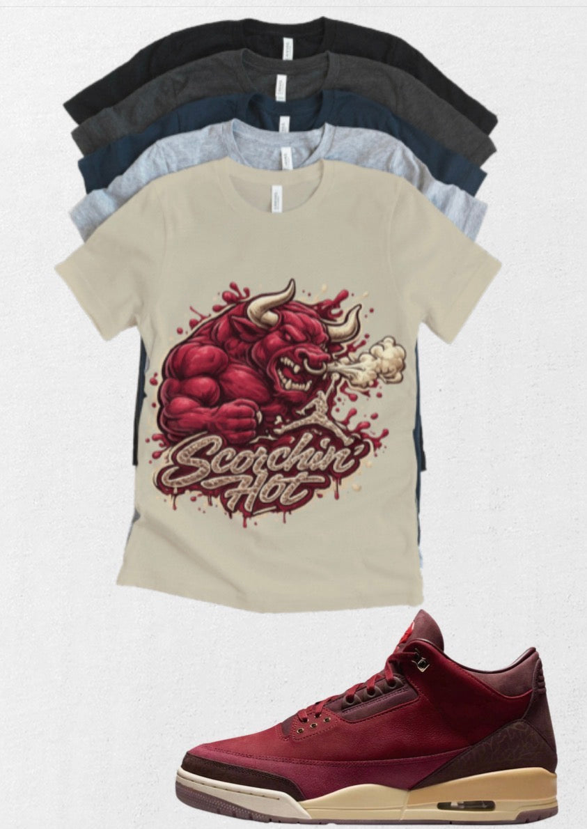 Jordan 3 BIN 23 Scorching Hot Bull matching T-shirt sneaker head tee
