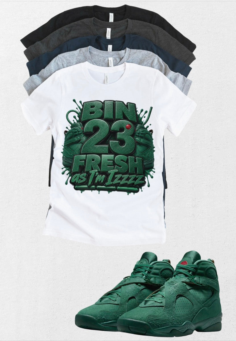 Custom Printed Shirt To Match Retro Jordan 8 BIN 23 Legion Pine Fresh Sneaker Tee