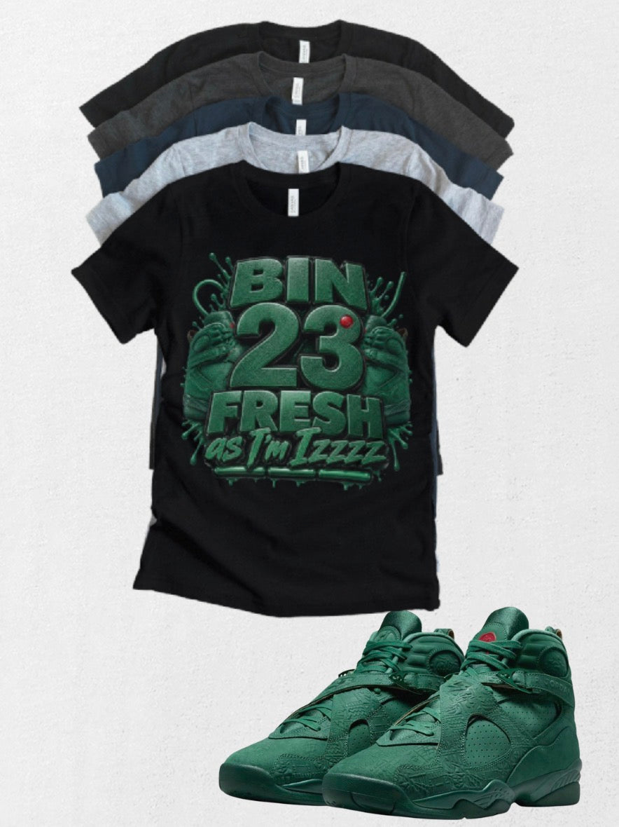 Custom Printed Shirt To Match Retro Jordan 8 BIN 23 Legion Pine Fresh Sneaker Tee