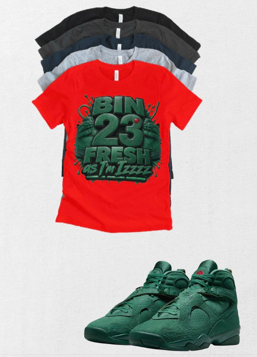 Custom Printed Shirt To Match Retro Jordan 8 BIN 23 Legion Pine Fresh Sneaker Tee