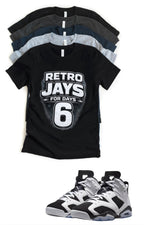 Jordan 6 Oreo Retro Jays Matching T-Shirt – Black & Light Grey Sneaker Match Tee – Jordan 6 Outfit Shirt – Unisex Streetwear