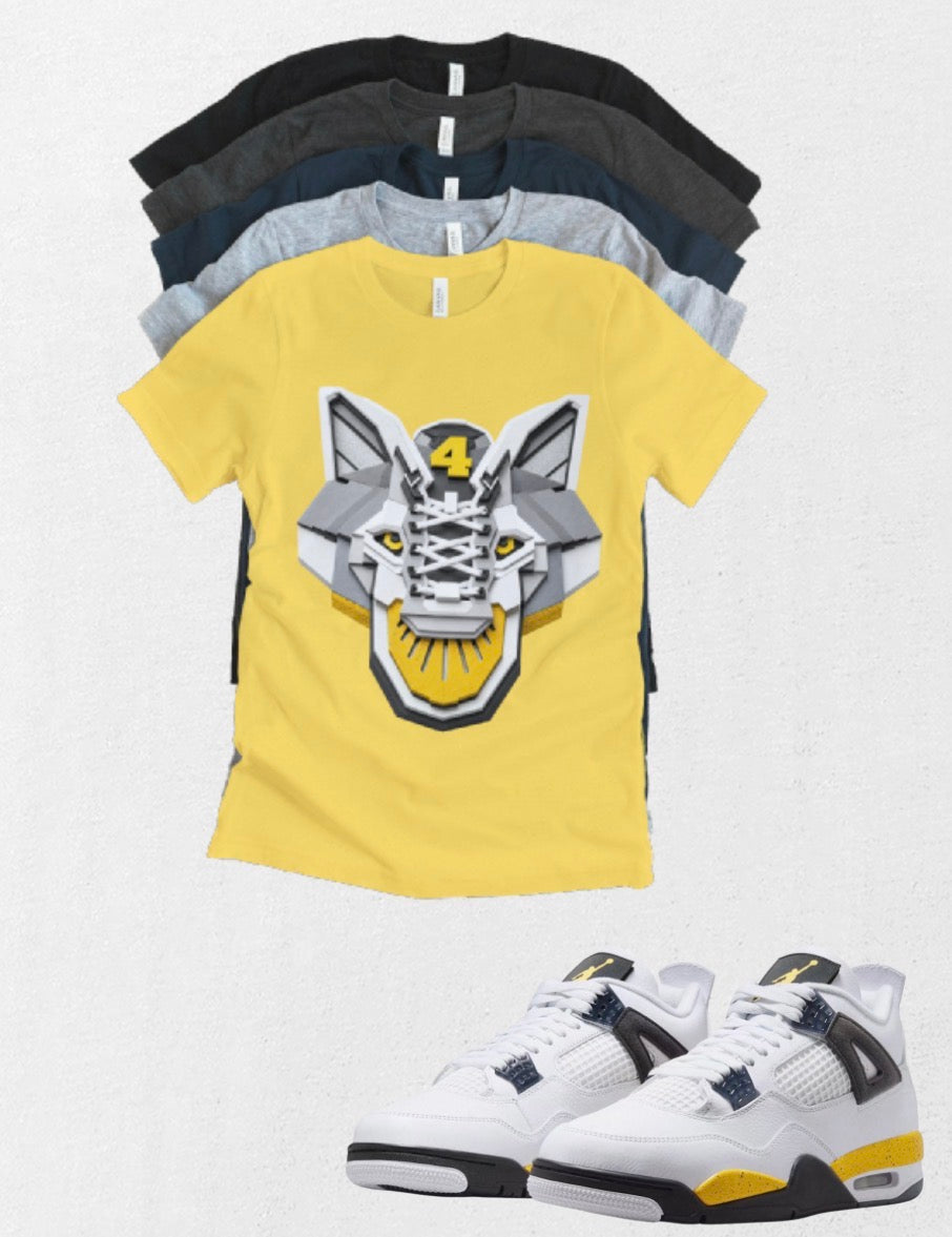 Custom Printed Tigerhead T-Shirt Matching Jordan 4 Retro “Tour Yellow” Retro OG sneakers