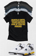 Custom Printed Hustle T-Shirt Matching Jordan 4 Retro “Tour Yellow” Retro OG sneakers