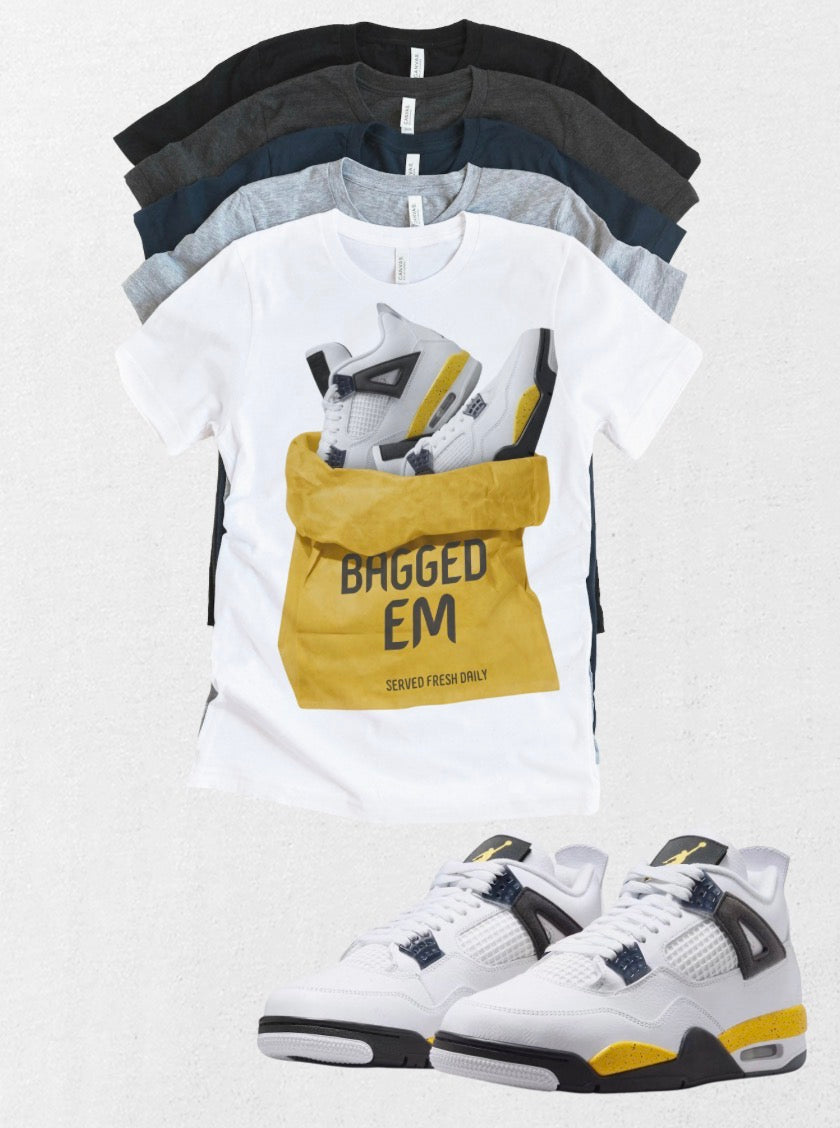 Custom Printed Bagged Em T-Shirt Matching Jordan 4 Retro “Tour Yellow” Retro OG sneakers
