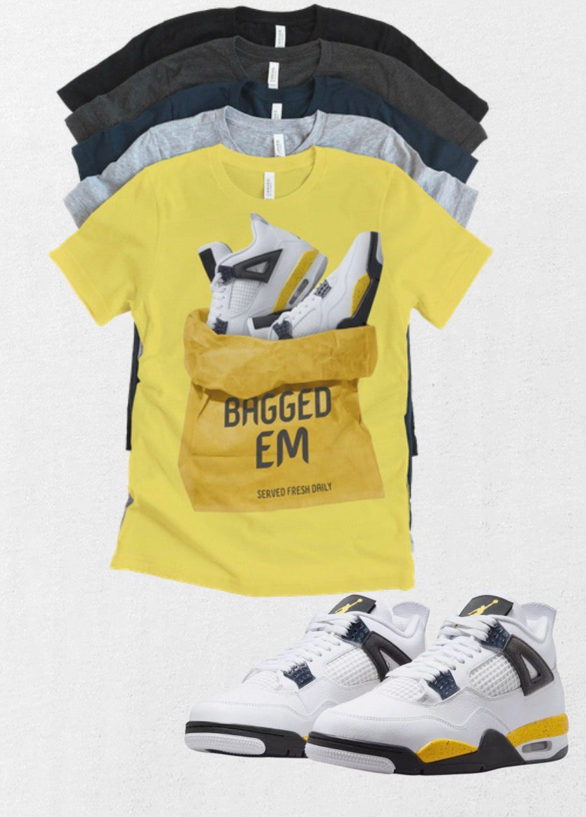 Custom Printed Bagged Em T-Shirt Matching Jordan 4 Retro “Tour Yellow” Retro OG sneakers