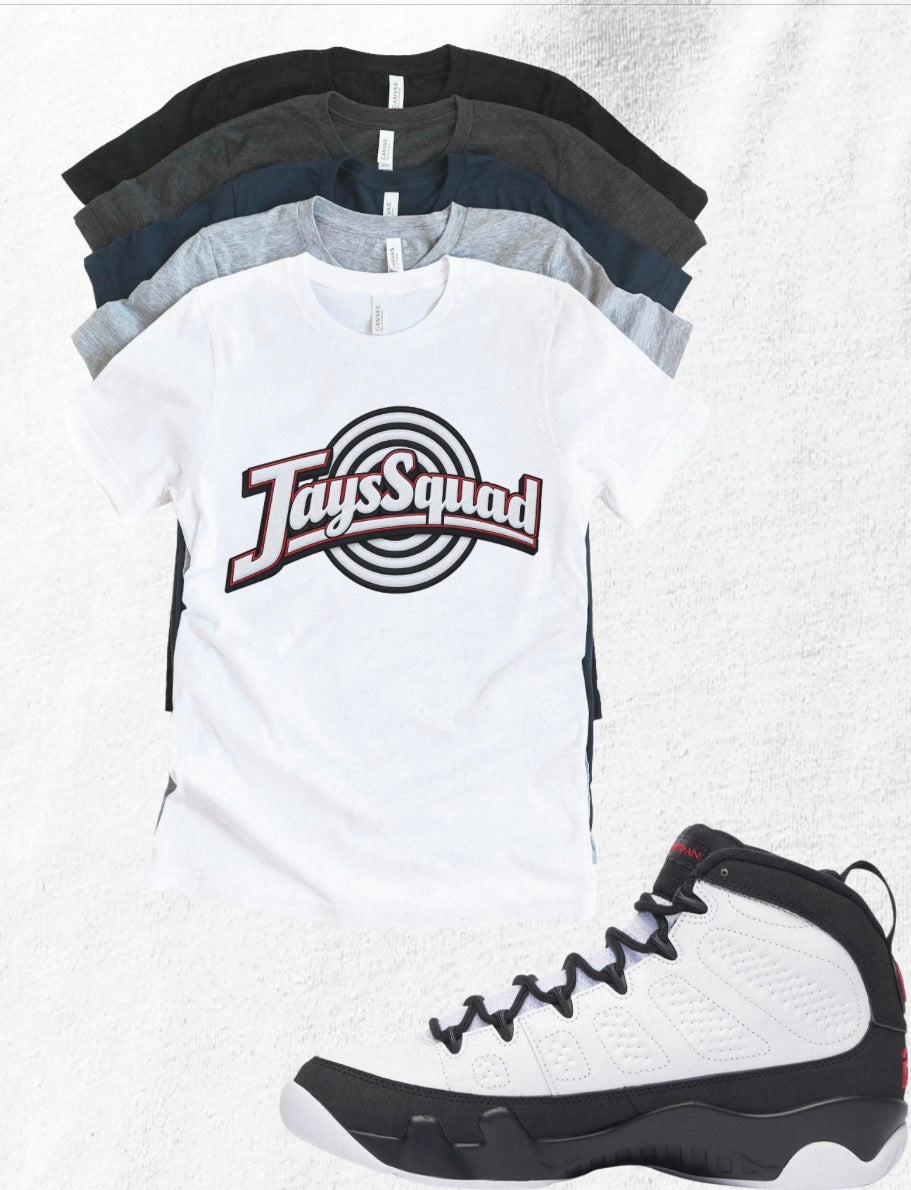 Shirt to match Jordan 9 Space Jam Black White Red OG Retro JaysSquad
