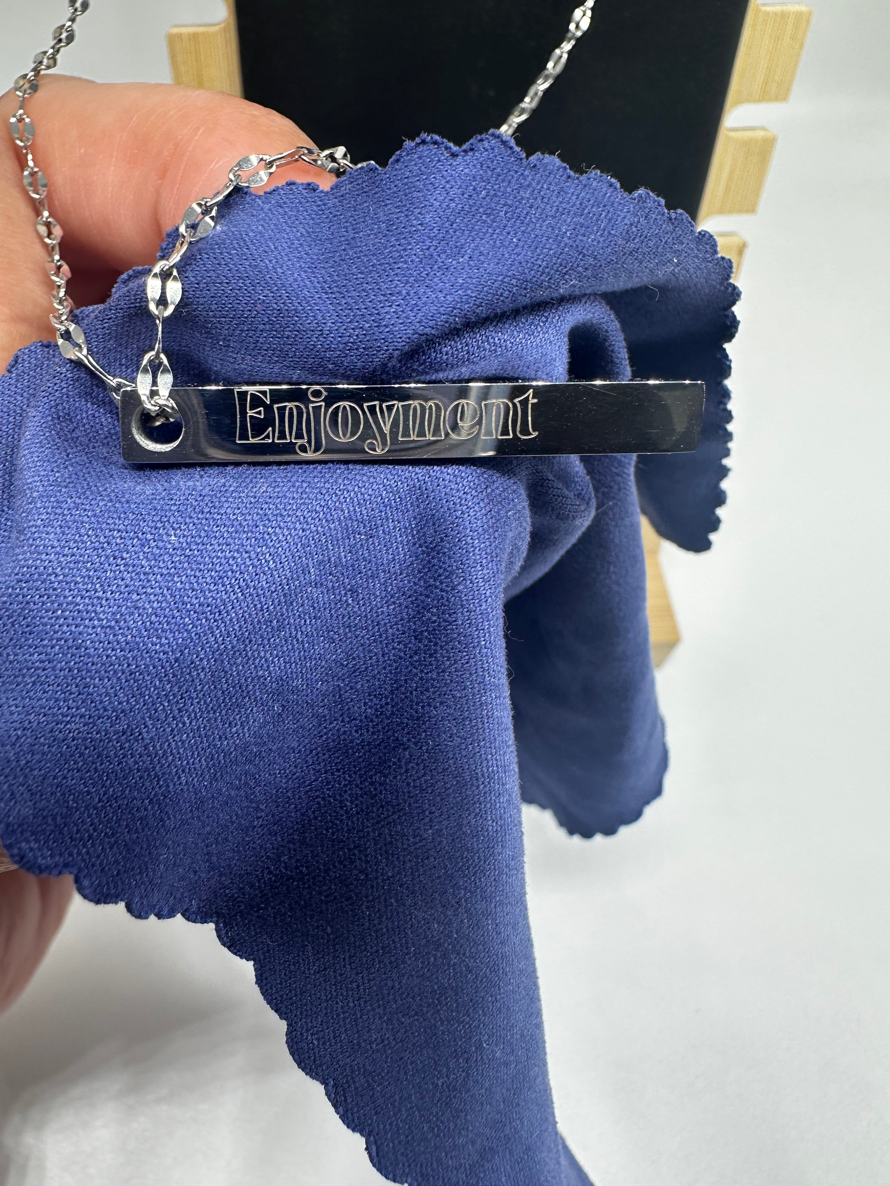 Personalized Stainless Steel Pillar Bar Necklace – Custom Engraved Minimalist Name Necklace