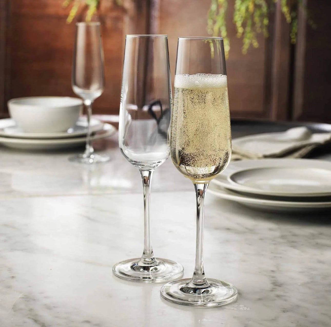 Engraved Crystal Claire Champagne Flutes – Set of 2