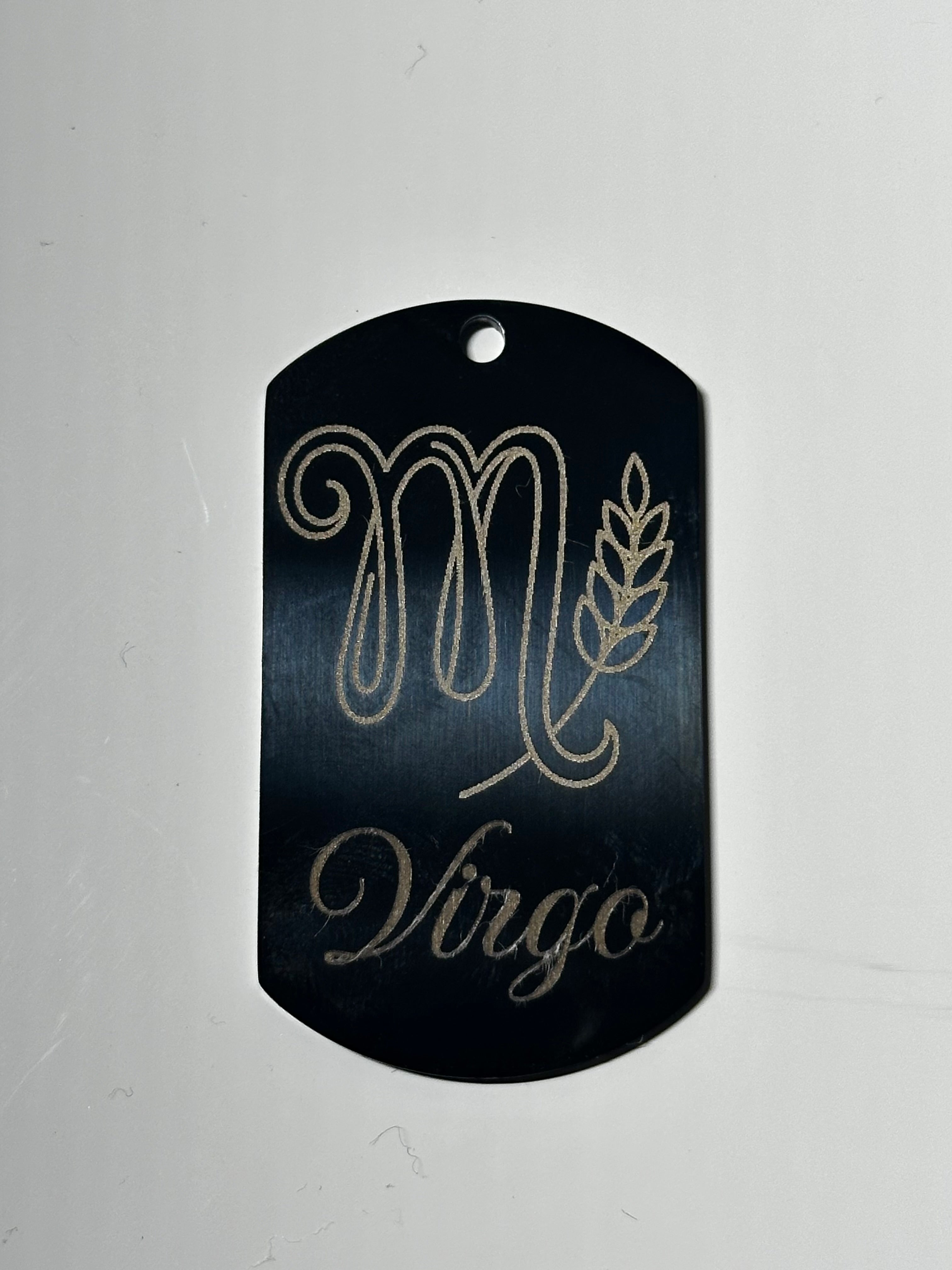 Gun Metal Steel Zodiac Dog Tag Necklace – Minimalist Astrology Jewelry