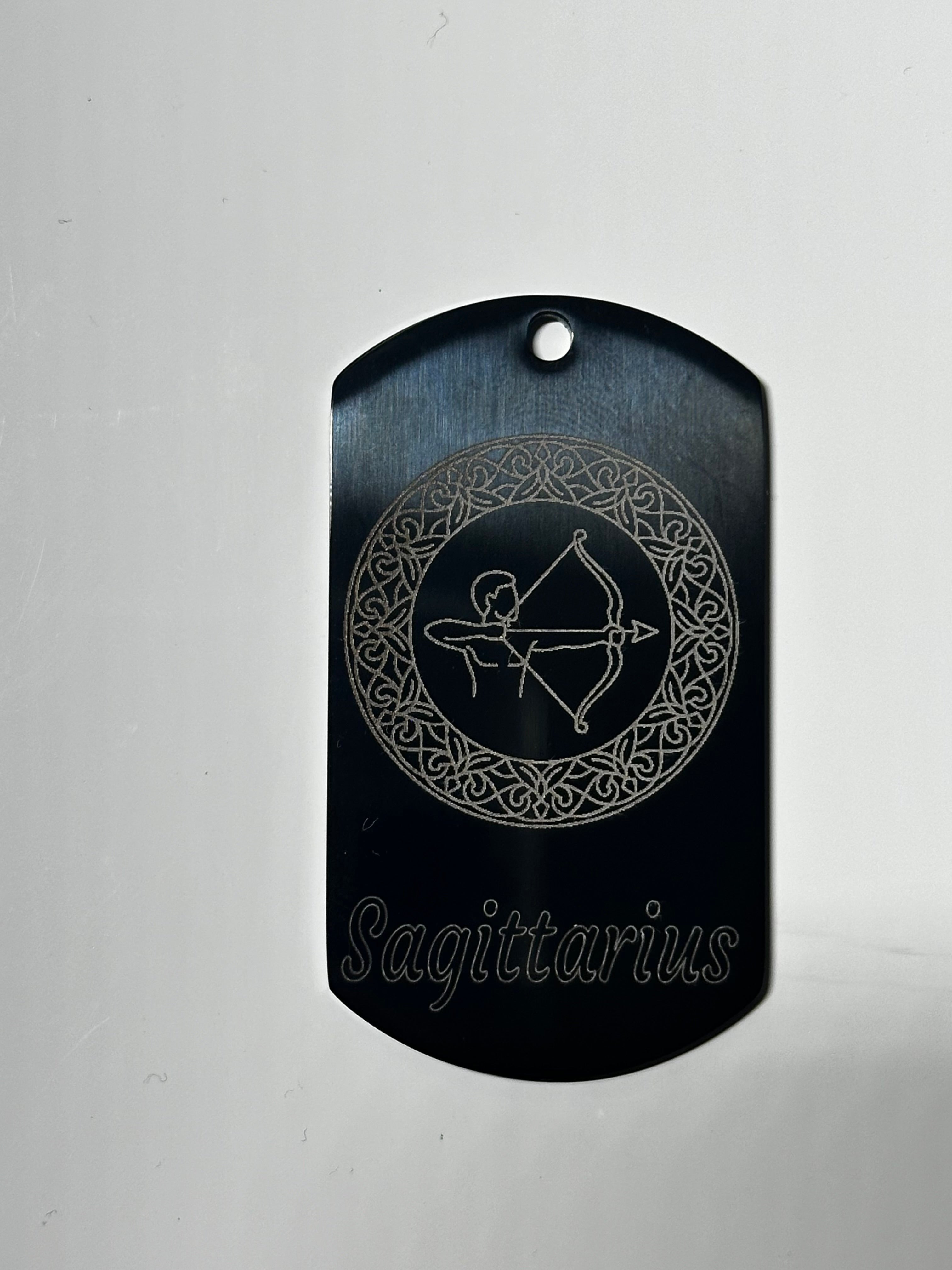 Gun Metal Steel Zodiac Dog Tag Necklace – Minimalist Astrology Jewelry