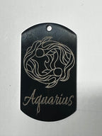 Gun Metal Steel Zodiac Dog Tag Necklace – Minimalist Astrology Jewelry