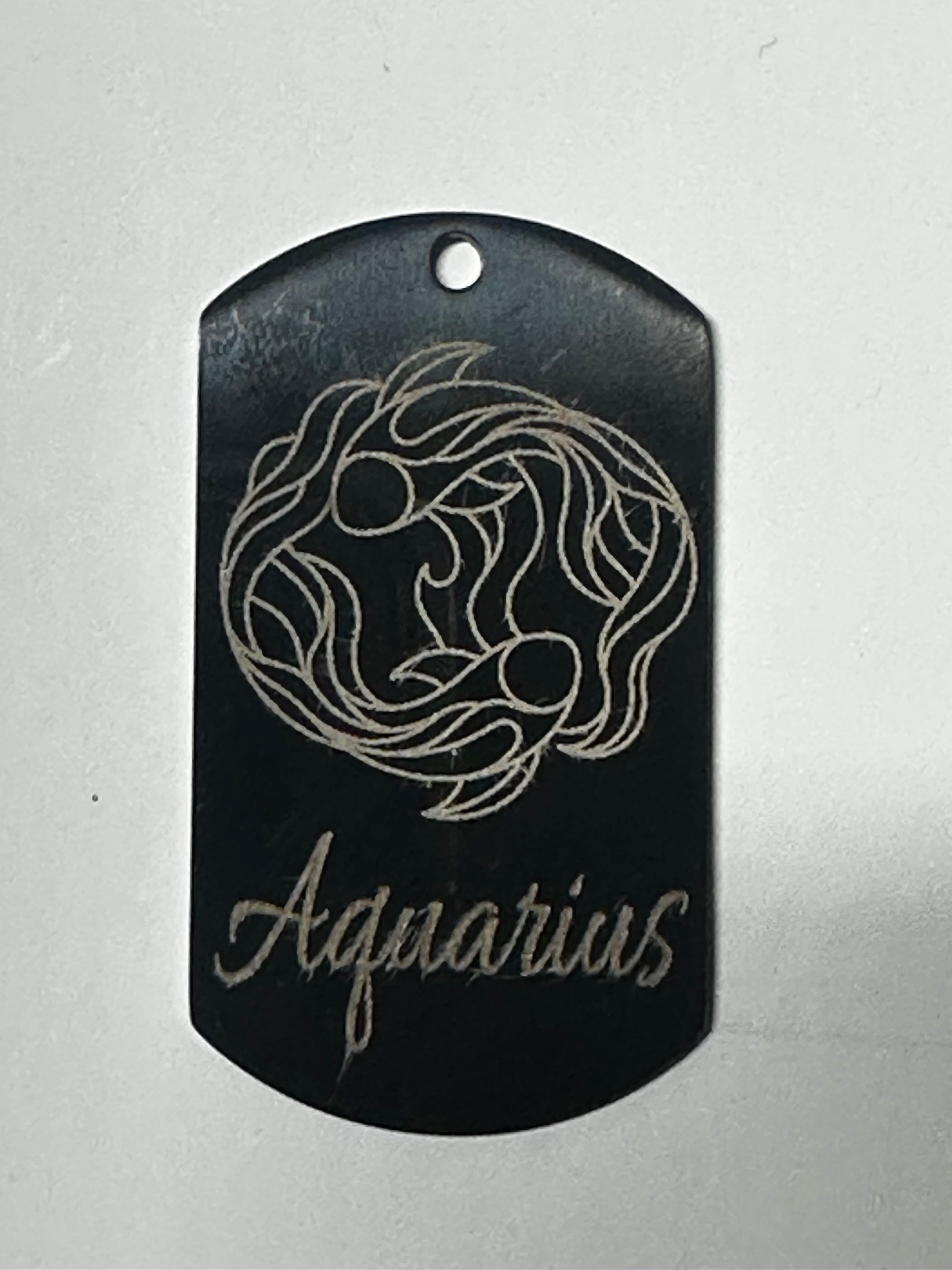 Gun Metal Steel Zodiac Dog Tag Necklace – Minimalist Astrology Jewelry