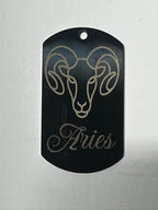 Gun Metal Steel Zodiac Dog Tag Necklace – Minimalist Astrology Jewelry