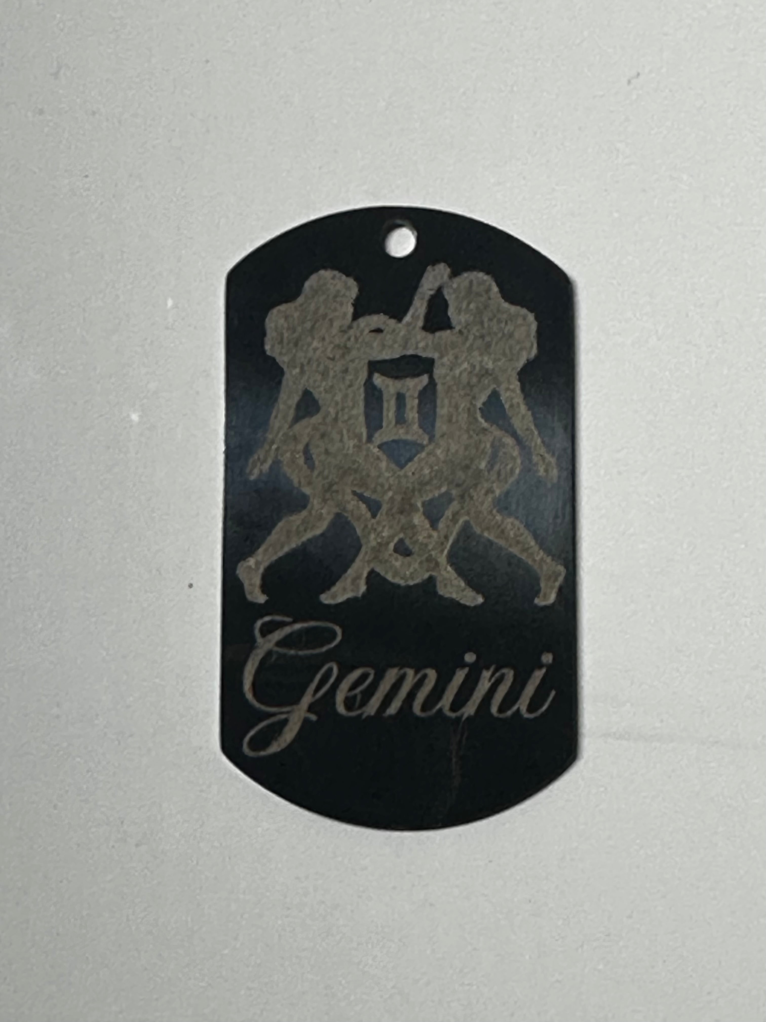 Gun Metal Steel Zodiac Dog Tag Necklace – Minimalist Astrology Jewelry