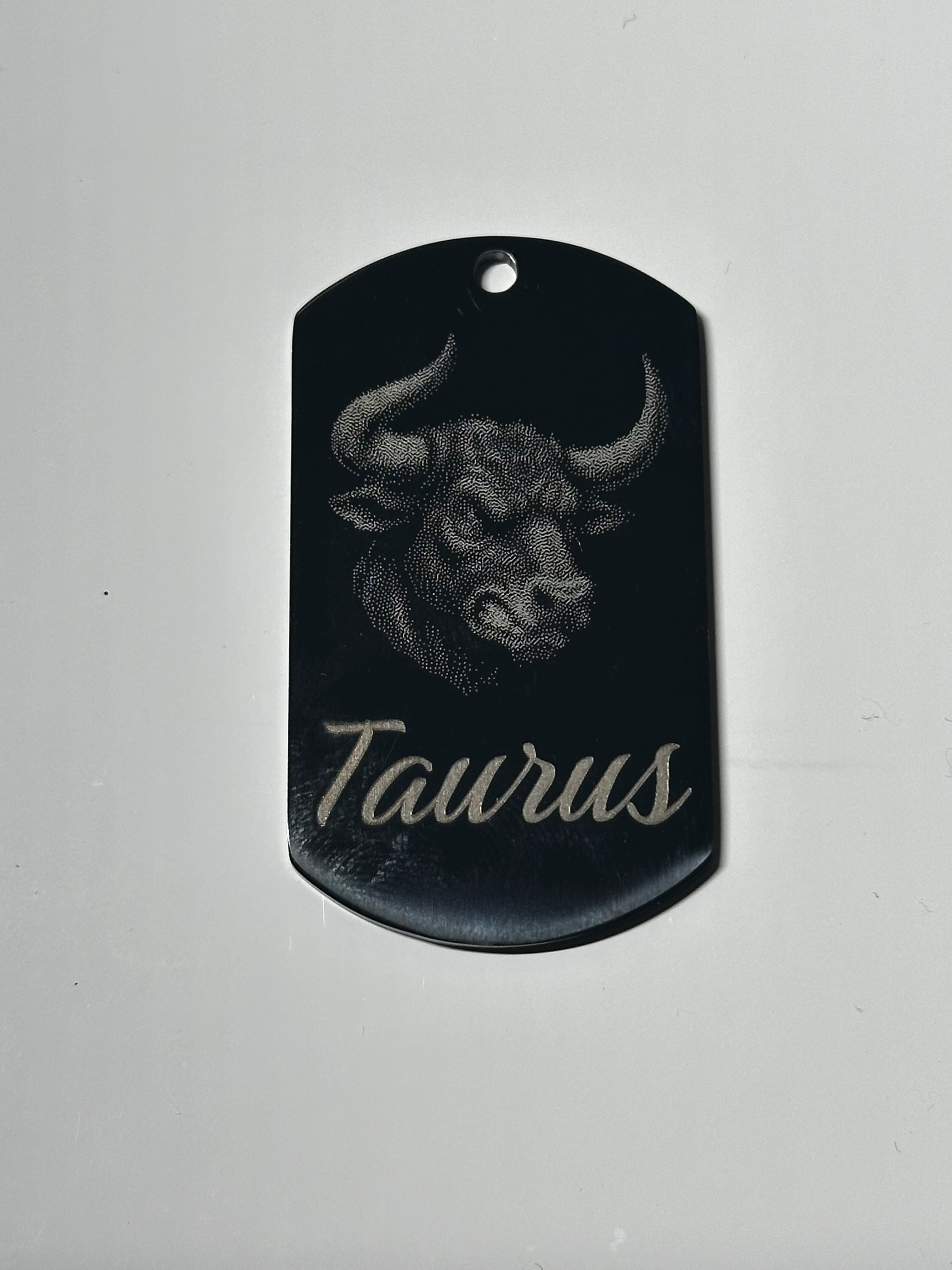 Gun Metal Steel Zodiac Dog Tag Necklace – Minimalist Astrology Jewelry